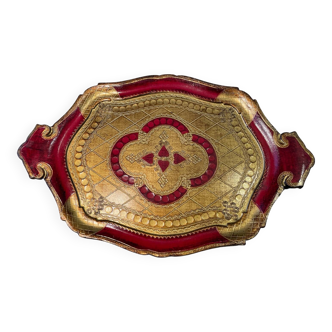 Florentine Plateau – Made in Italy – Red & Gold – 44 cm