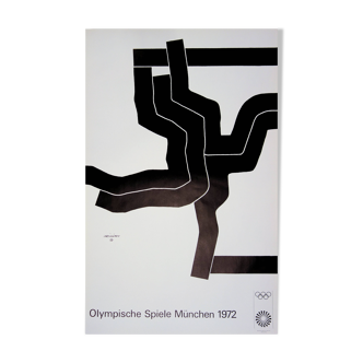 Eduardo chillida : composition abstraite jo - lithographie signée 1972 (jeux olympiques munich)