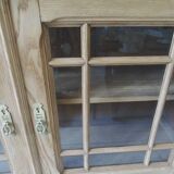 Console, shallow sideboard in waxed finish oak, 2 glass doors, 1 shelf.