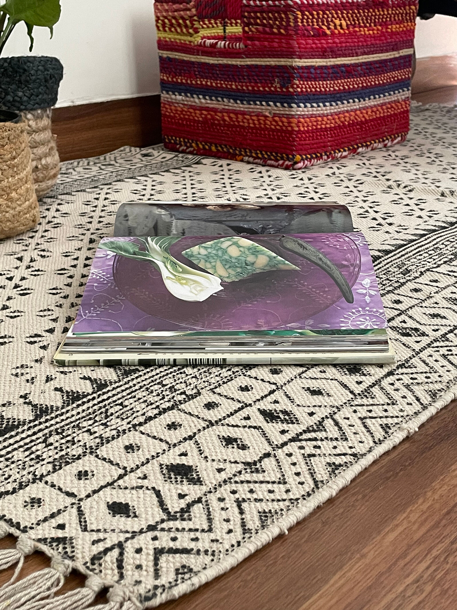 Cotton hand weaved hand block printed picnic rug