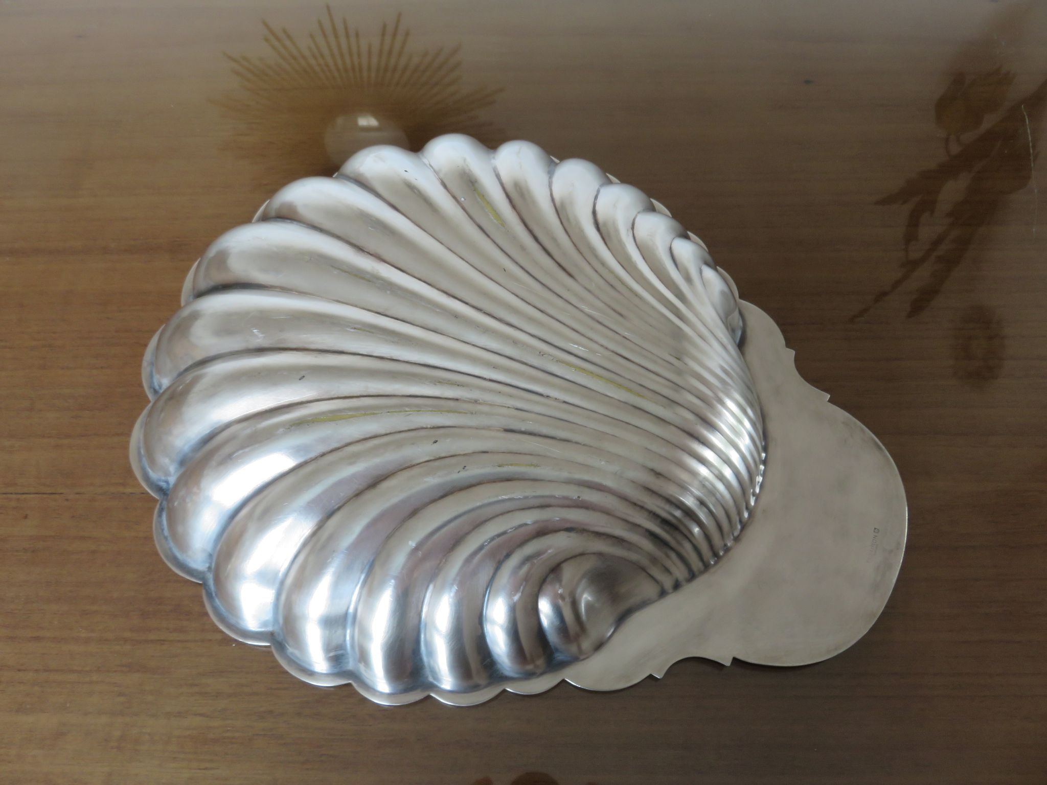 Set of 2 dishes shell christofle floret France in silver metal