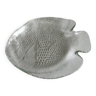 Small vintage glass empty pocket dish - Fish shape - Arcoroc France