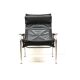 2x Vintage black leather armchair by Strässle HE1106 designed by Hans Eichenberger