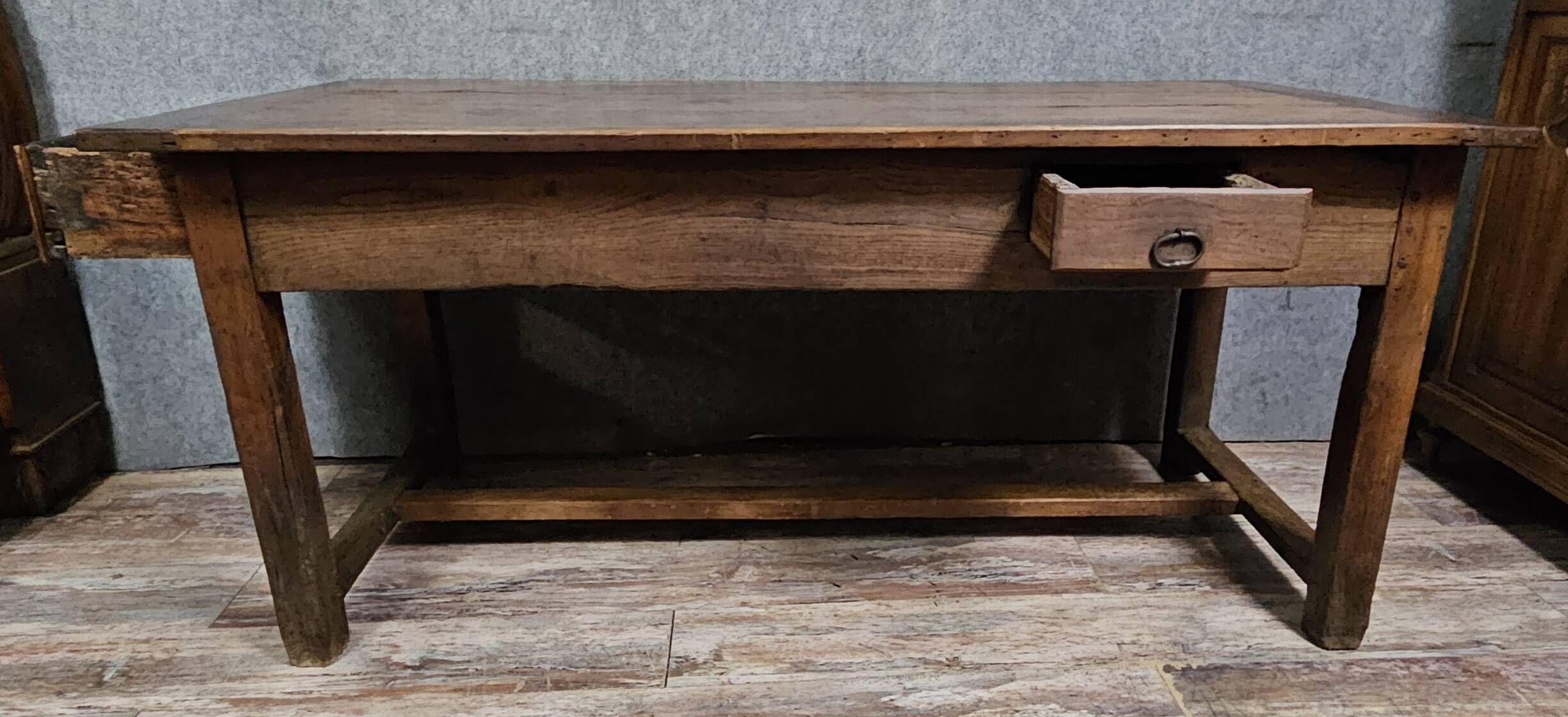 Large antique solid wood table from the Louis XIV period.