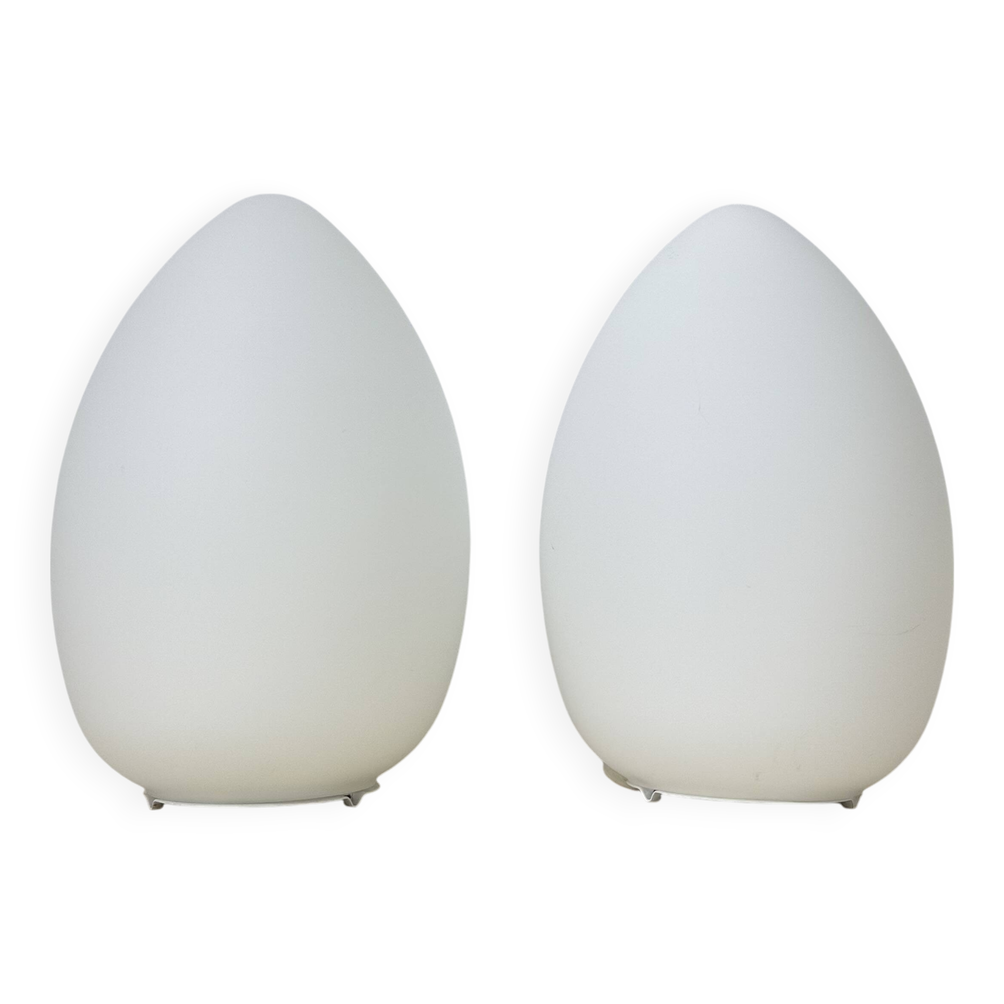 Set of 2 Vintage egg shaped opaline glass table lamp , 1970s