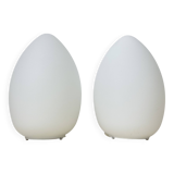 Set of 2 Vintage egg shaped opaline glass table lamp , 1970s