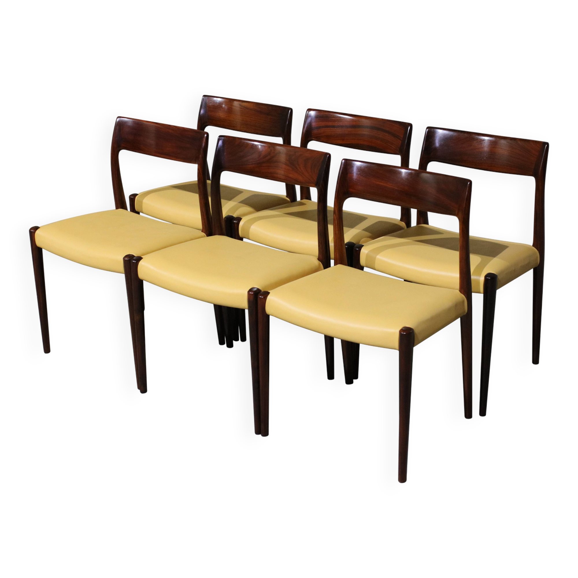 Rosewood Model 77 Dining Chairs by Niels O. Moller, 1960, Set of 6