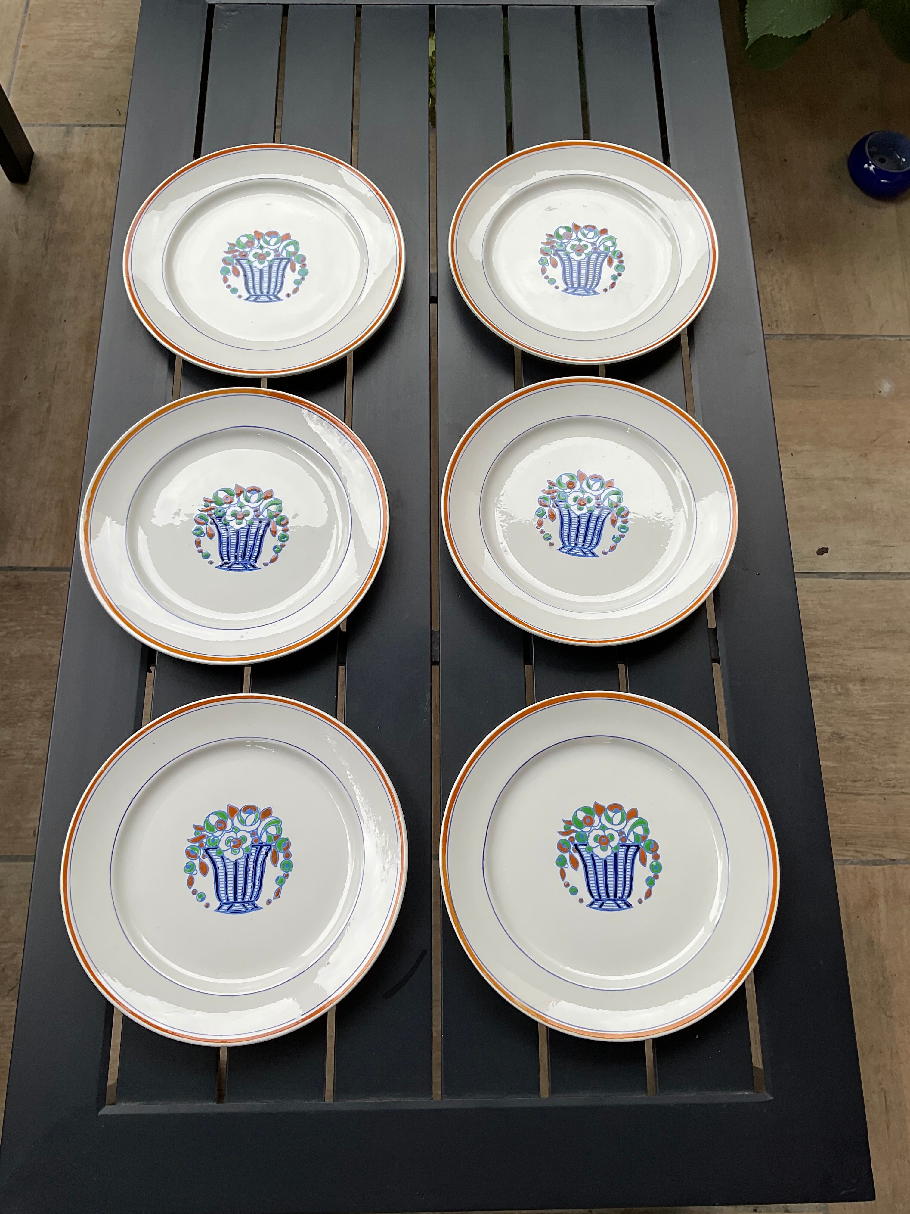 6 dessert plates, model 1930, boch la louvière
