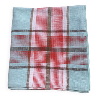 Nappe rectangle lignes bleu lagon et corail