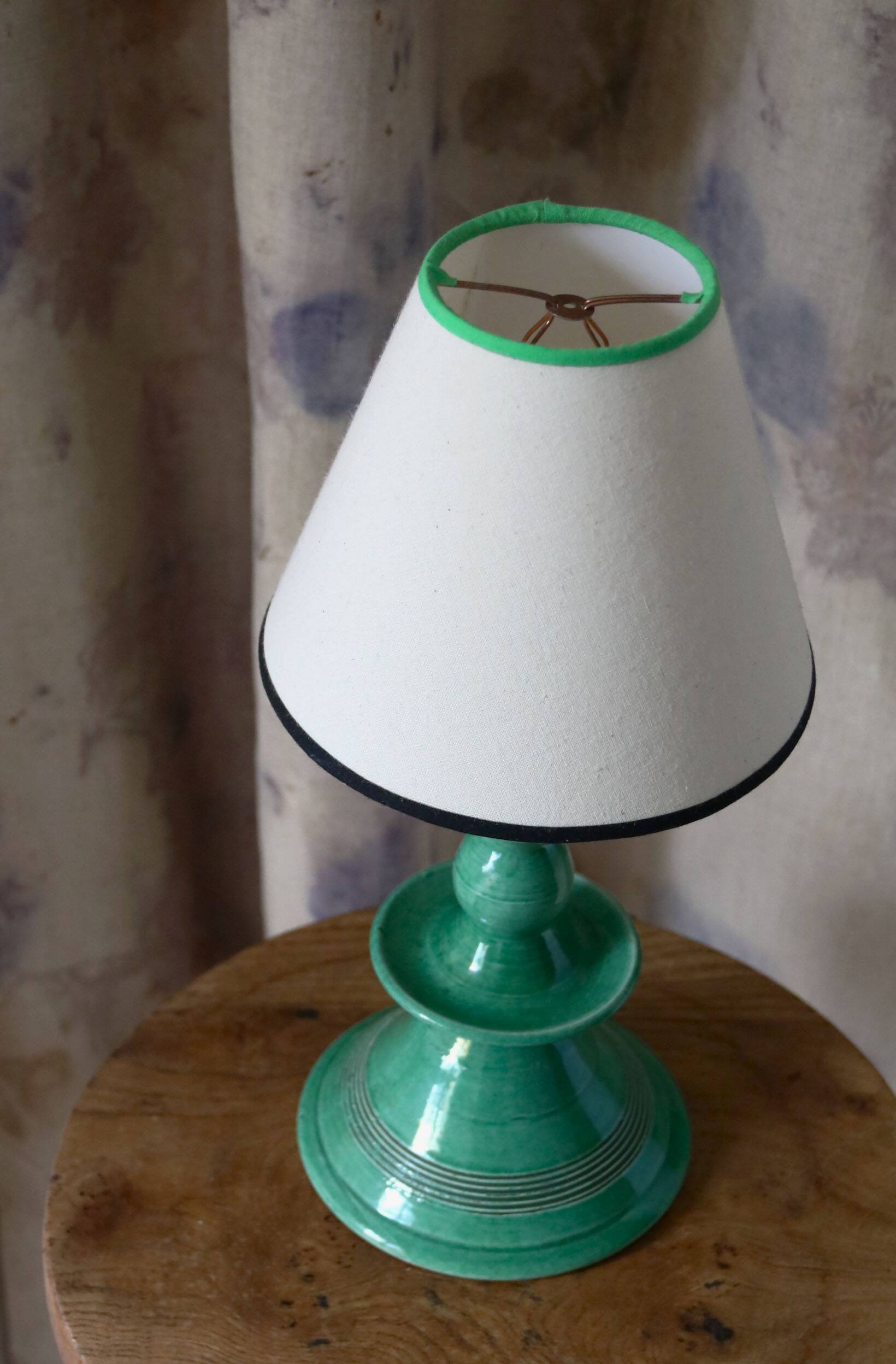 Green ceramic bedside lamp