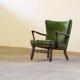 Fauteuil de salon vintage des années 1960, en chêne teinté foncé, style de Viggo Boesen.