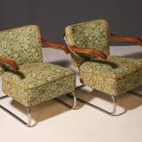 Paire de fauteuils cantilever en acier tubulaire pour Kovona, Tchécoslovaquie, années 1950