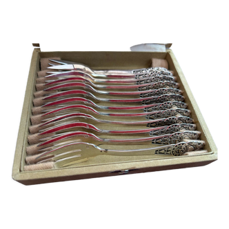 Lot de 12 fourchettes à dessert argent breton