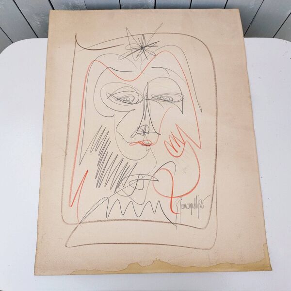 Dessin Gilbert Giuliani dit Gianangelli vintage
