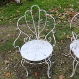 Paire de fauteuils de jardin anciens fer plein métal