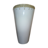Large white ceramic vase with braided straw edge