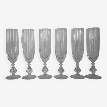 6 champagne flutes in Sèvres crystal, Choiseul model