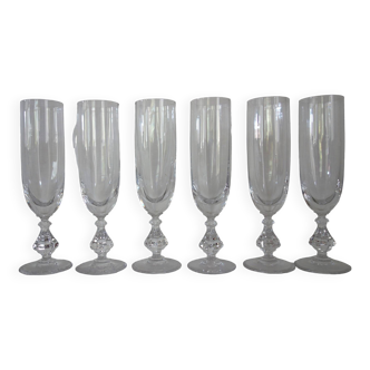 6 champagne flutes in Sèvres crystal, Choiseul model