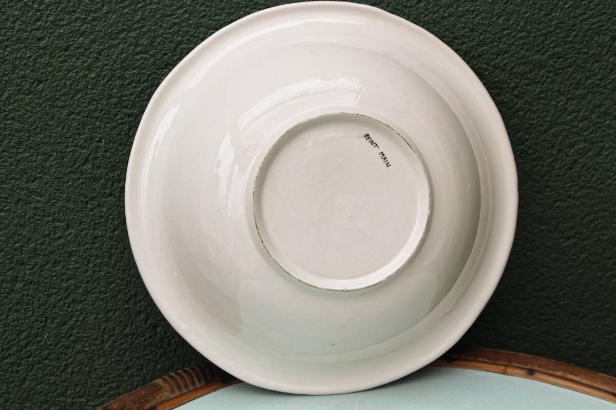 Earthenware salad bowl, hand painted