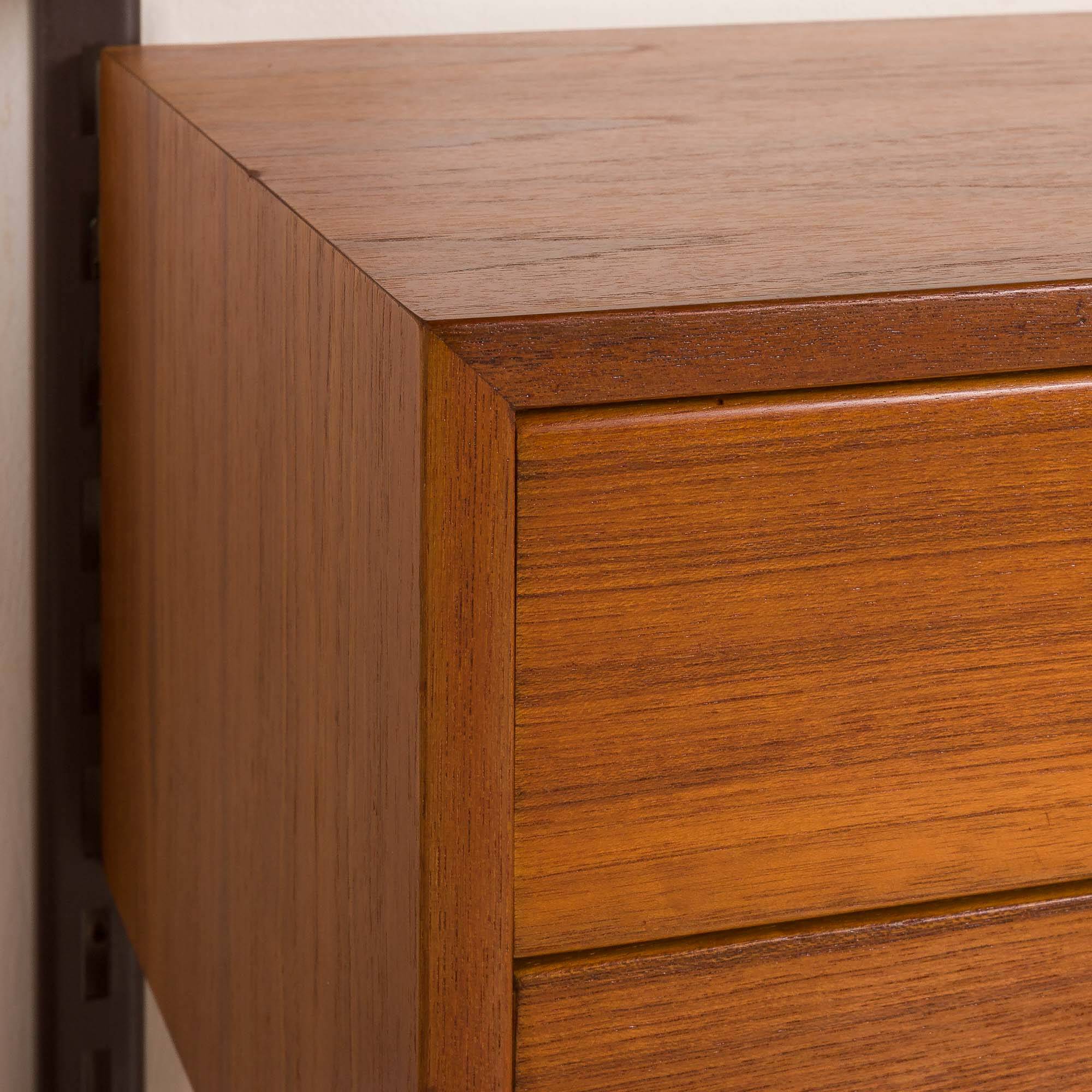 Kai Kristiansen teak wall unit with a desk and a lamp, FM Mobler, 1960s