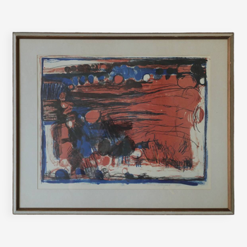 Denice Zetterquist, Komposition, Lithographie couleur, 1965, Encadrée