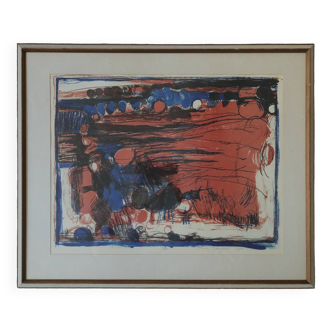 Denice Zetterquist, Komposition, Lithographie couleur, 1965, Encadrée