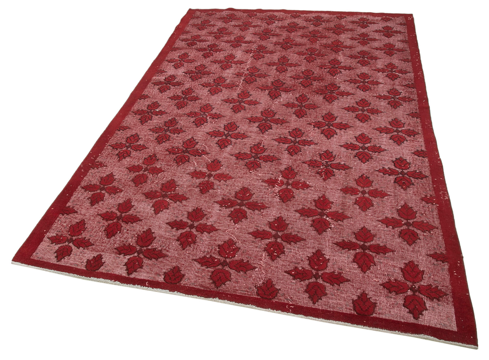 Handmade carved anatolian 1980s 180 cm x 280 cm red rug