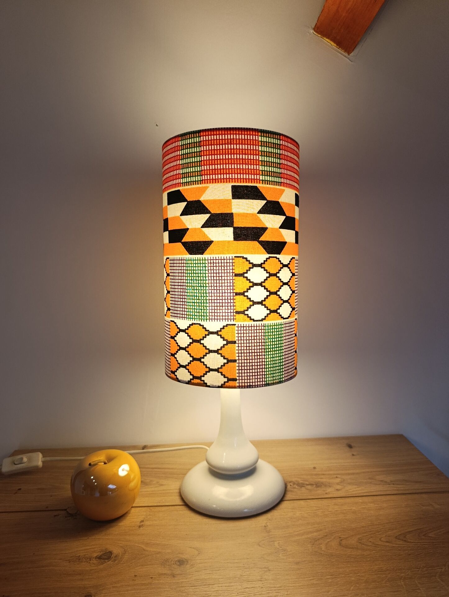 Afro-pop table lamp with Kente wax print
