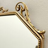 Vintage Shield Shaped Wall Mirror with Brass Frame, Italy