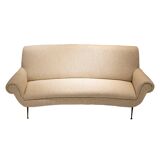 Canapé italien courbé en coton chenille ivoire Gigi Radice Mid-Century Modern