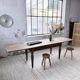 Solid oak farmhouse table with integrated extensions 1950