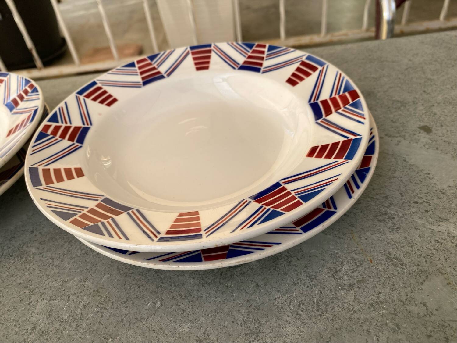 Set of 4 deep plates from Moulin des Loups, vintage.