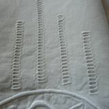 Old hand-embroidered linen sheet 2.42 x 3.17 m MR monogram Early 20th art deco