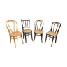 Lot de 4 chaises bistrot dépareillé dismatch bois courbé brasserie bentwood