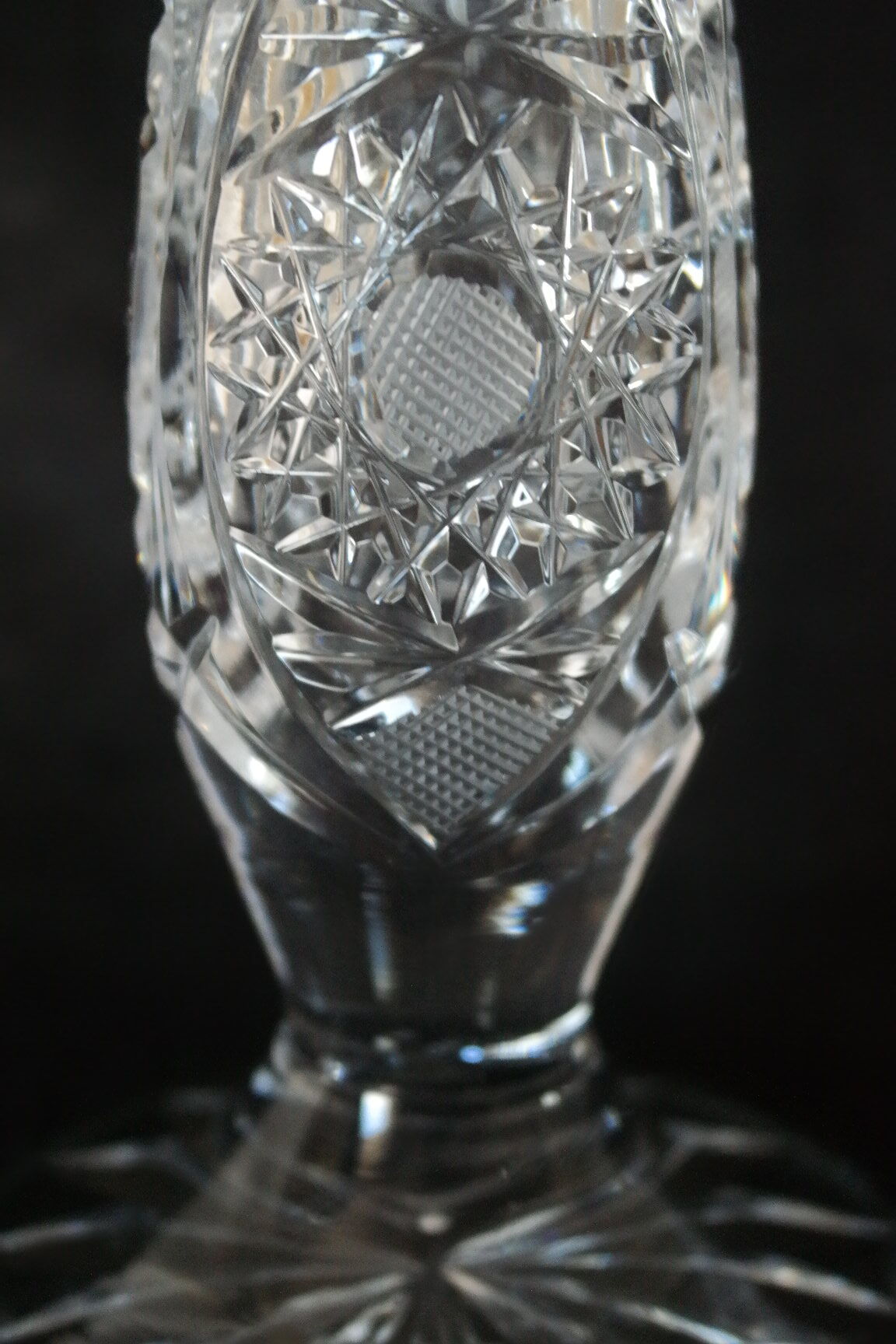 Bohemian crystal soliflore vase hand-cut