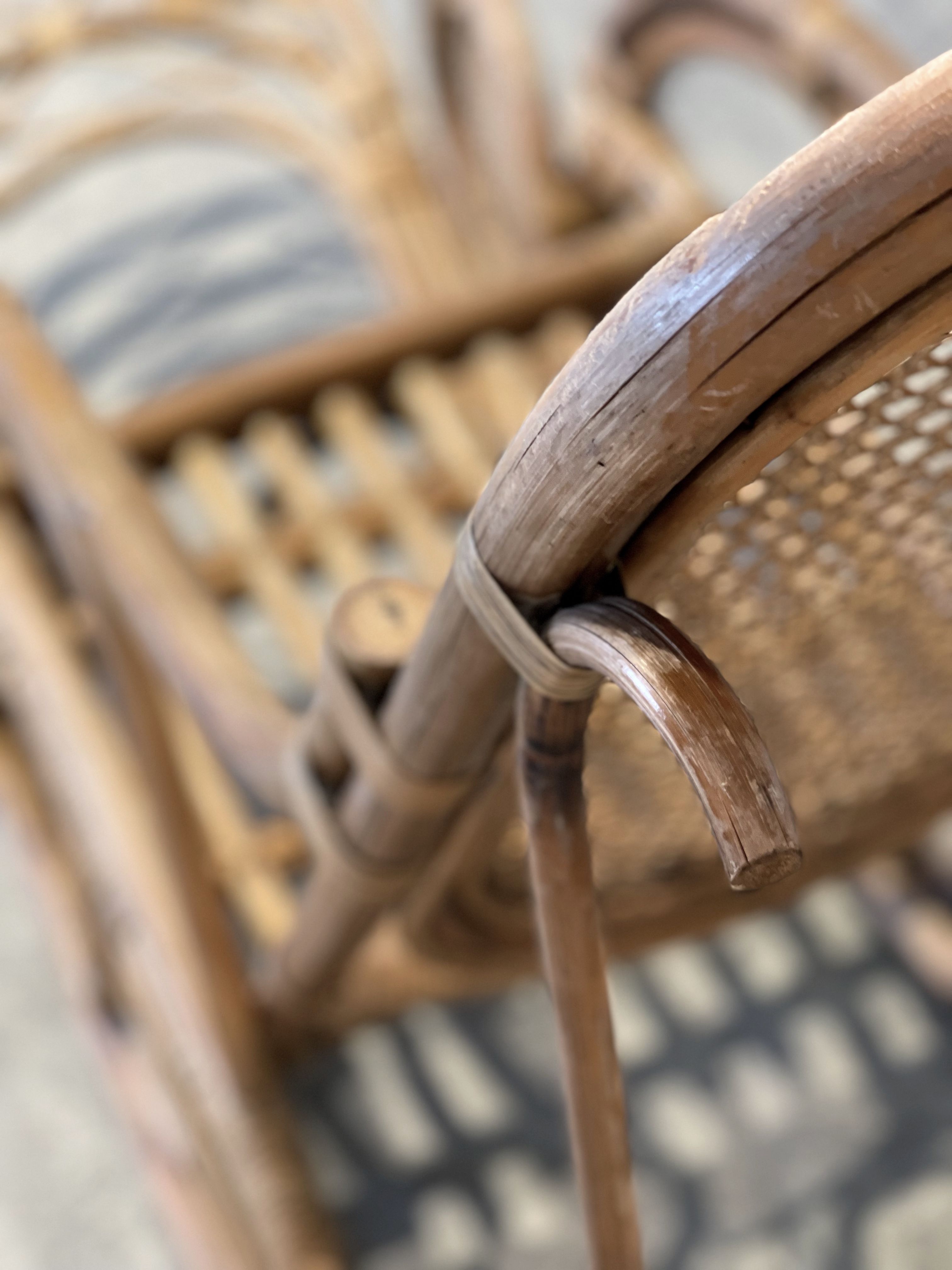 XXL vintage rattan garden armchair or deck chair