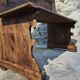 Antique French pine bench – circa 1920 – rustic church pew style