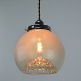Mid-Century Italian Chrome and Mid-Century ItalianMurano Glass Pendant Lamp