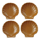 Set of 4 French Vintage Emile Henry Brown Coquille St Jaques Serving Dishes 4641