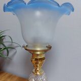 Vintage brass and glass tulip floor lamp