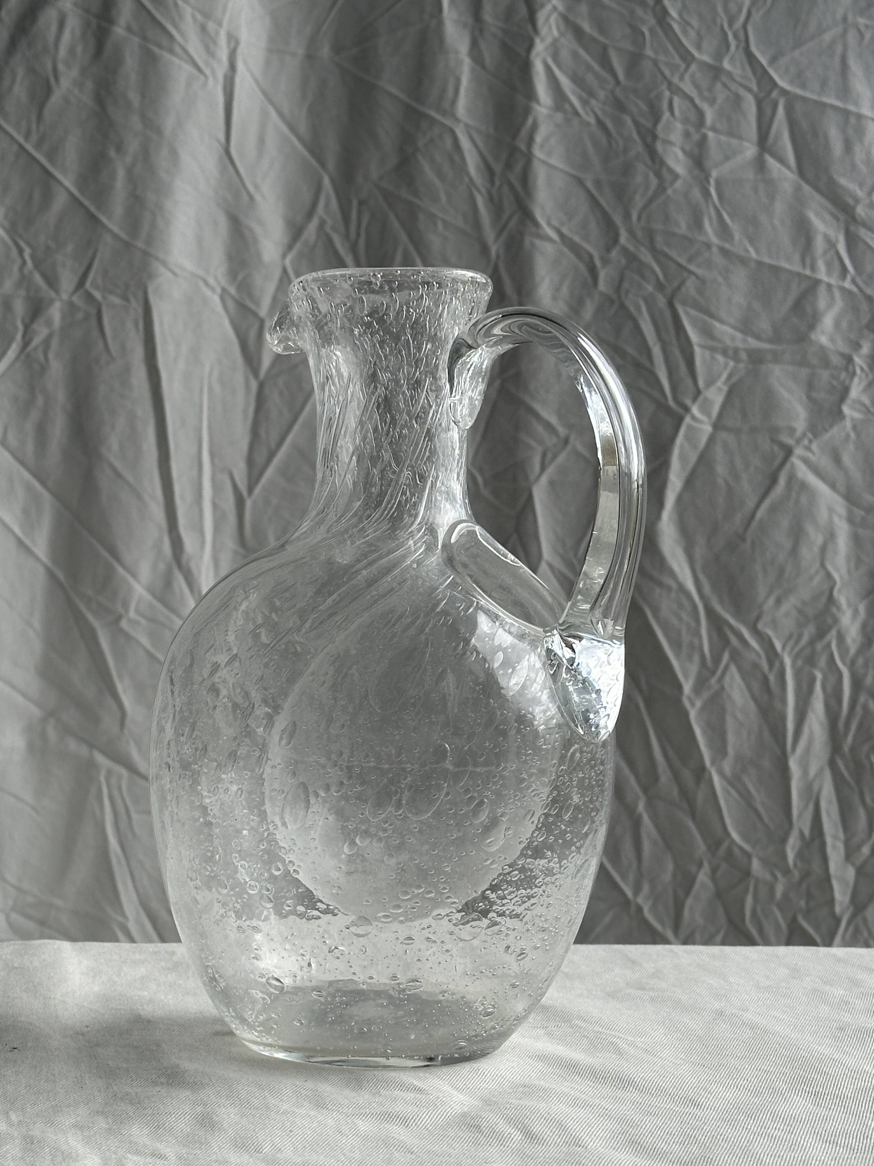 Large blown glass carafe with ice cube compartment Biot