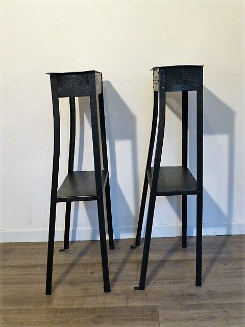 Pair of vintage metal consoles 1950