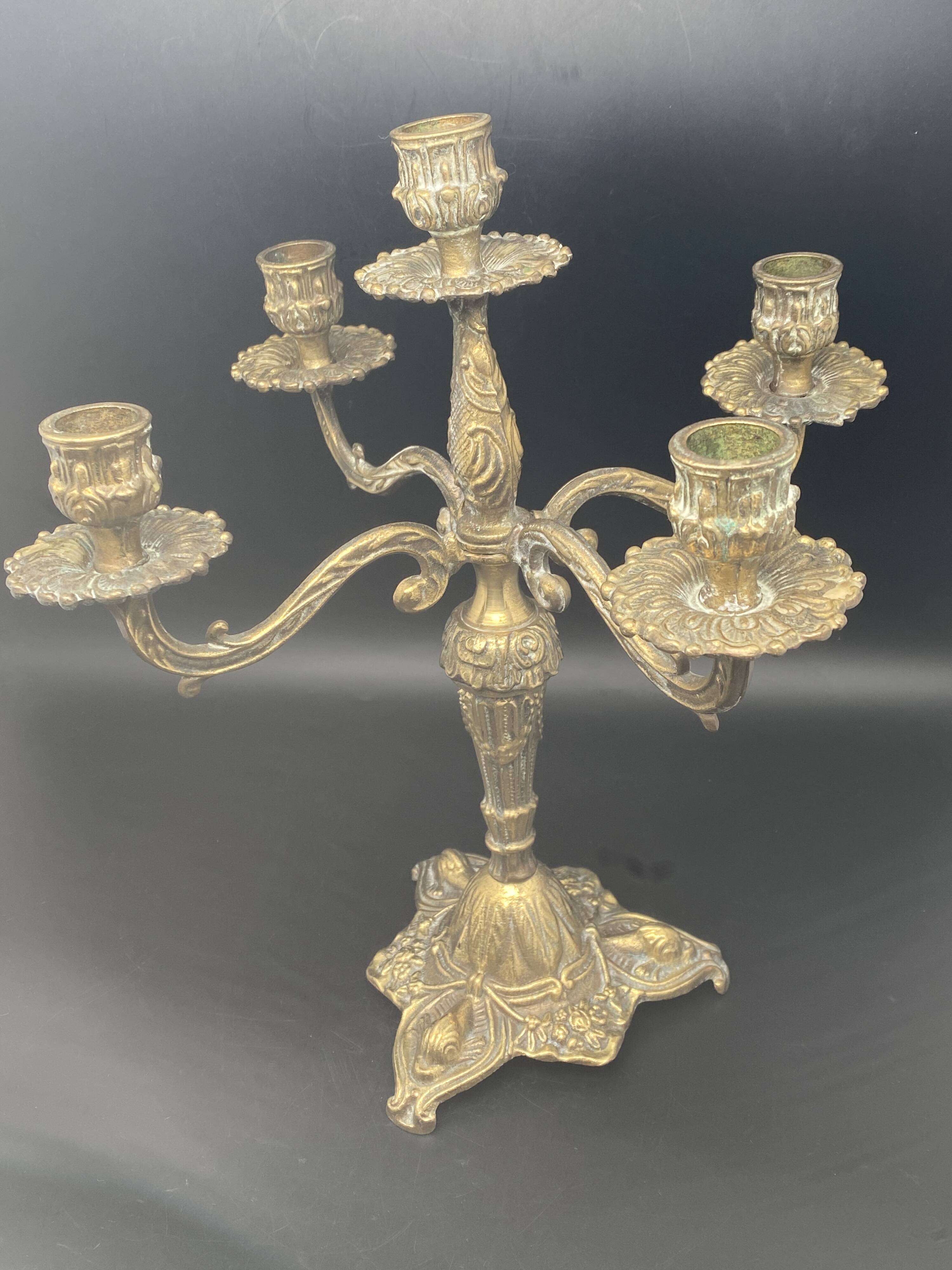 Chandelier 4 branches sculptées laiton – MPMDéc23JF21