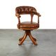 Swivel English style Chesterfield armchair/office chair in brown cowhide