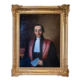 Oil on canvas Portrait of judge in uniform Mid-nineteenth Golden frame