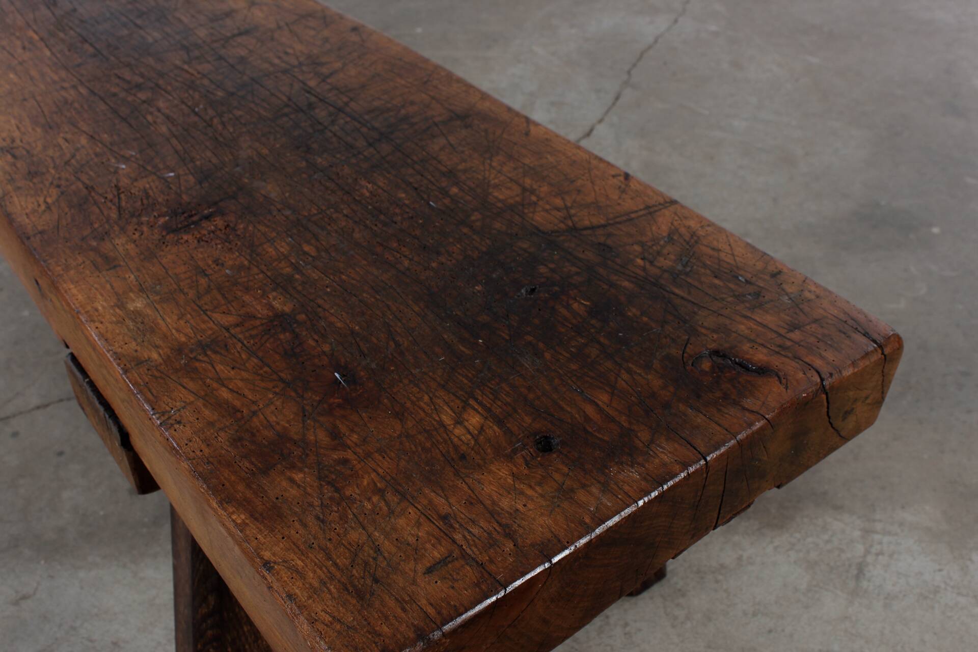 Restaurierte Schlachtebank Sitzbank coffeetable Blumenbank