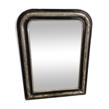Mirror Louis-Philippe black wood and silver carved