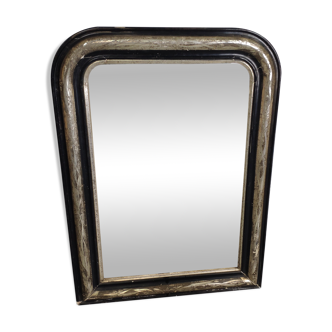 Mirror Louis-Philippe black wood and silver carved