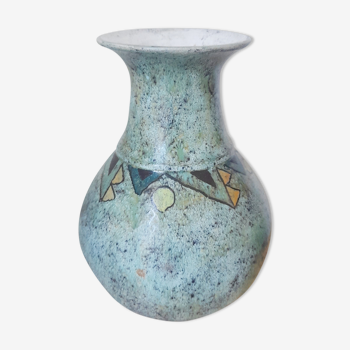 Green stoneware vase signed