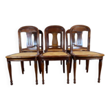 Set of 6 Louis Philippe chairs in cherry wood and cane